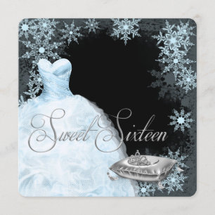 Invitation Sweet sixteen de l'hiver Blue Snowflake
