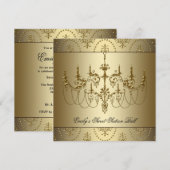 Invitation Sweet sixteen de lustre d'or (Devant / Derrière)