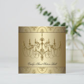 Invitation Sweet sixteen de lustre d'or (Debout devant)