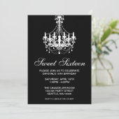 Invitation Sweet sixteen de lustre noir et blanc (Debout devant)