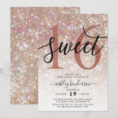 Invitation Sweet sixteen de Parties scintillant Chic Sparkly  (Devant / Derrière)