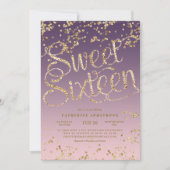 Invitation Sweet sixteen de Parties scintillant en or rose (Devant)