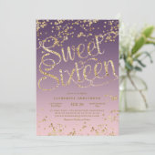 Invitation Sweet sixteen de Parties scintillant en or rose (Debout devant)