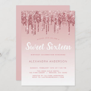 Invitation Sweet sixteen de Parties scintillant Rose Gold Spa