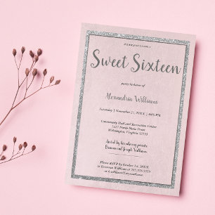 Invitation Sweet sixteen de parties scintillant rose rose ros