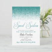 Invitation Sweet sixteen de Parties scintillant turquoise Inv (Debout devant)