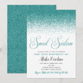 Invitation Sweet sixteen de Parties scintillant turquoise Inv (Devant / Derrière)