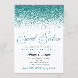 Invitation Sweet sixteen de Parties scintillant turquoise Inv