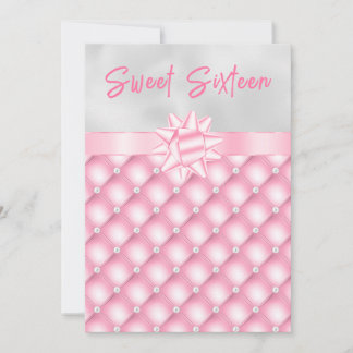 Invitation Sweet sixteen de perles touffetées roses et argent