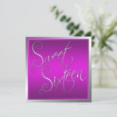Invitation Sweet sixteen de perles violettes et ar (Debout devant)