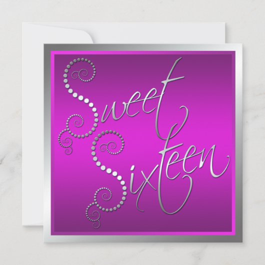 Invitation Sweet sixteen de perles violettes et ar (Devant)