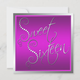 Invitation Sweet sixteen de perles violettes et ar