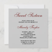 Invitation Sweet sixteen de plaque rouge (Dos)