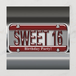 Invitation Sweet sixteen de plaque rouge