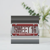 Invitation Sweet sixteen de plaque rouge (Debout devant)