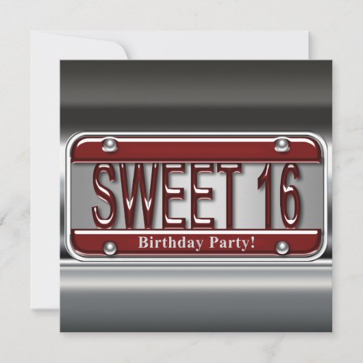 Invitation Sweet sixteen de plaque rouge (Devant)