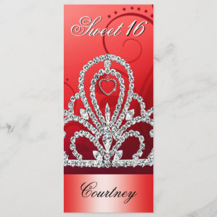 Invitation Sweet sixteen de princesse Tiara (rouge de pavot)