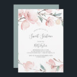 Invitation Sweet sixteen de printemps de fleurs de cerisiers<br><div class="desc">Cette invitation d'anniversaire de sweet sixteen de cerisier fleuri printemps est parfaite pour une fête moderne de 16ème anniversaire. Le design oriental floral présente une branche de cerisier couleur rose vif blanc et des feuilles verts au style japonais élégant.</div>