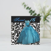 Invitation sweet sixteen de robe de robe de boule girly (Debout devant)