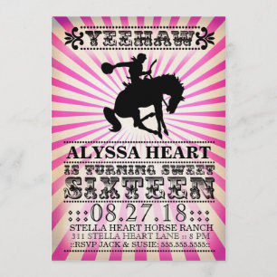 Invitation Sweet sixteen de rodéo de la CG Yeehaw Anniversair