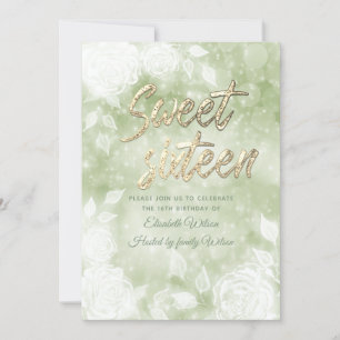 Invitation Sweet sixteen de roses blanches doux et élégant