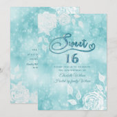 Invitation Sweet sixteen de roses blanches doux et élégant (Devant / Derrière)