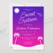 Invitation Sweet sixteen de script de coucher de soleil tropi (Devant)