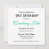 Invitation Sweet sixteen de Tiara (aqua) (Dos)