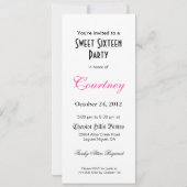 Invitation Sweet sixteen de Tiara (rose) (Dos)