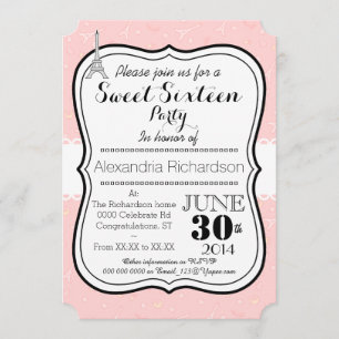 Invitation Sweet sixteen de tour de Paris chic et élégant