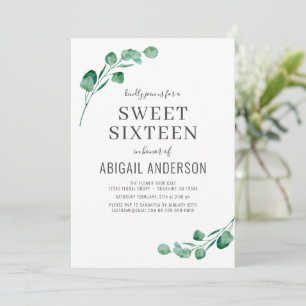 Invitation Sweet sixteen de verdure Eucalyptus