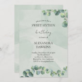 Invitation Sweet sixteen de verdure fête d'anniversaire (Devant / Derrière)