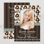 Invitation Sweet sixteen d'empreinte de léopard de regard de (Devant / Derrière)