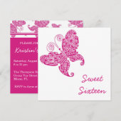 Invitation Sweet sixteen des papillons (Devant / Derrière)