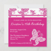 Invitation Sweet sixteen des papillons (Dos)