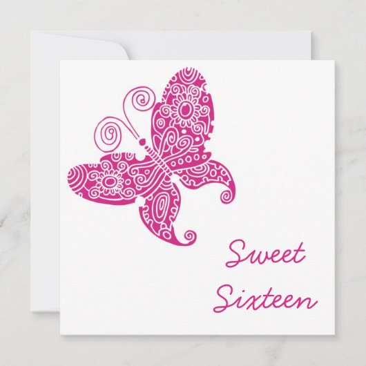 Invitation Sweet sixteen des papillons (Devant)