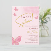 Invitation Sweet sixteen des papillons (Debout devant)