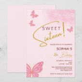 Invitation Sweet sixteen des papillons (Devant / Derrière)