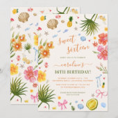Invitation Sweet sixteen d'été tropical 16e fête d'anniversai (Devant / Derrière)