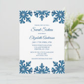 Invitation Sweet sixteen d'hiver Blue Snowflake (Debout devant)