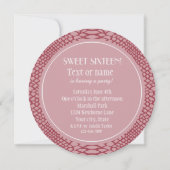 Invitation Sweet sixteen d'impression de serpent rose (Dos)