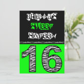 Invitation Sweet sixteen d'impression Mod Zebra [vert] (Debout devant)