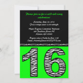 Invitation Sweet sixteen d'impression Mod Zebra [vert] (Dos)