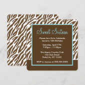 Invitation Sweet sixteen d'impression Zebra Brown (Devant / Derrière)