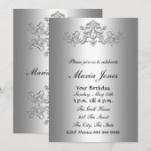Invitation Sweet sixteen d'invitation en argent 16 (Devant / Derrière)