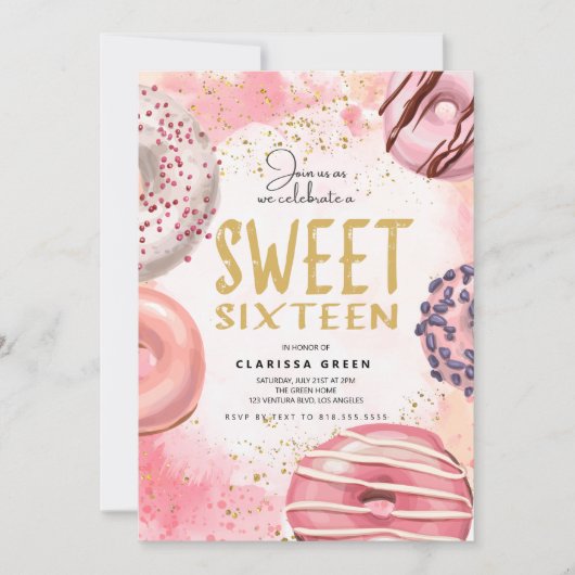 Invitation Sweet sixteen Donut (Devant)