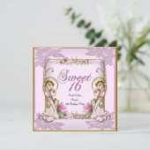 Invitation Sweet sixteen Doux 16 Joli rose blanc (Debout devant)