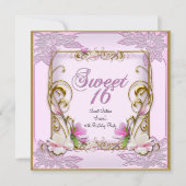 Invitation Sweet sixteen Doux 16 Joli rose blanc (Devant)