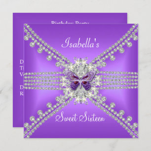 Invitation Sweet sixteen doux 16 papillon Lilac Pearl 2