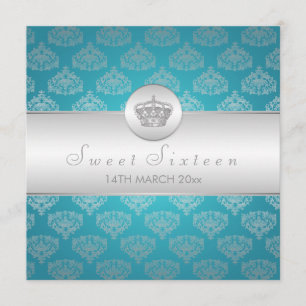 Invitation Sweet sixteen du parti Royal Crown Blue
